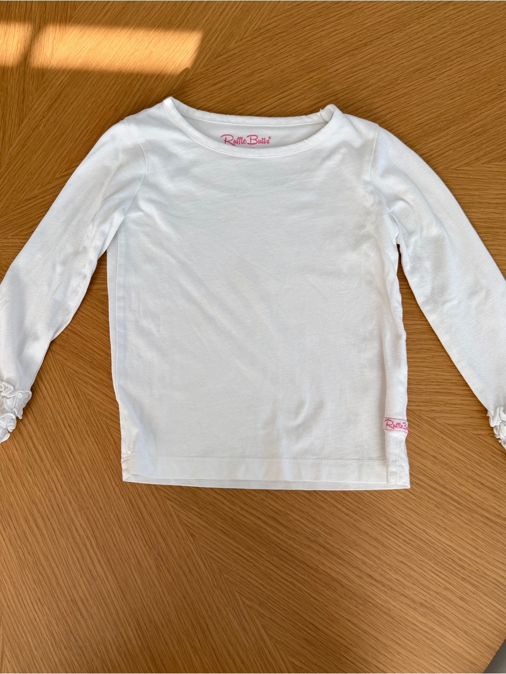 Ruffle Butts Girls' White Ruffle Long Sleeve Tee